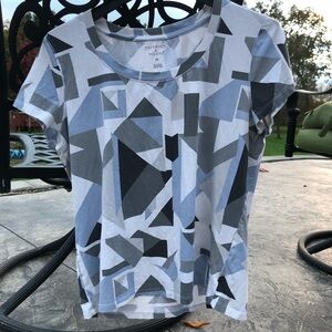 Preswick & Moore Abstract Print Women's Top - White, Blue, and Gray